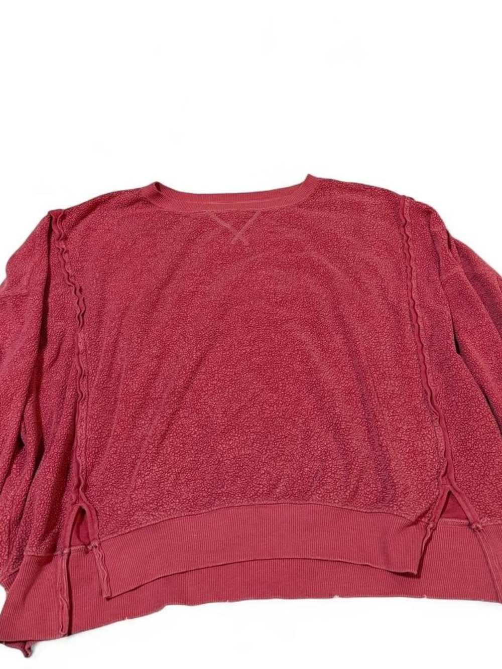 American Eagle Outfitters Textured Crewneck Sweater - Deep Rose